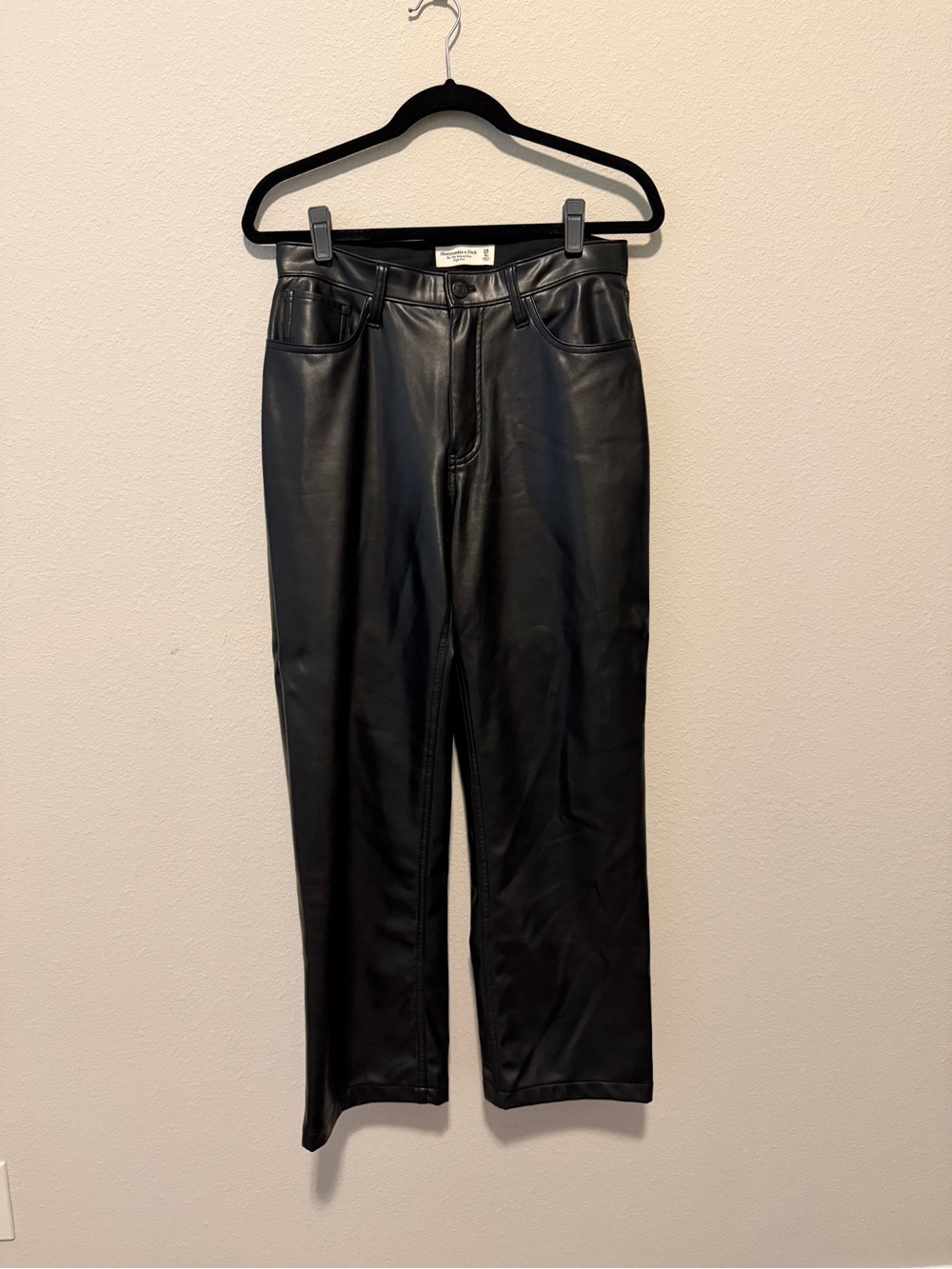 Women’s Abercrombie Black Faux Leather Jeans Curve Love